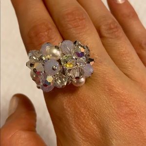 Silver and crystal Swarovski cocktail ring